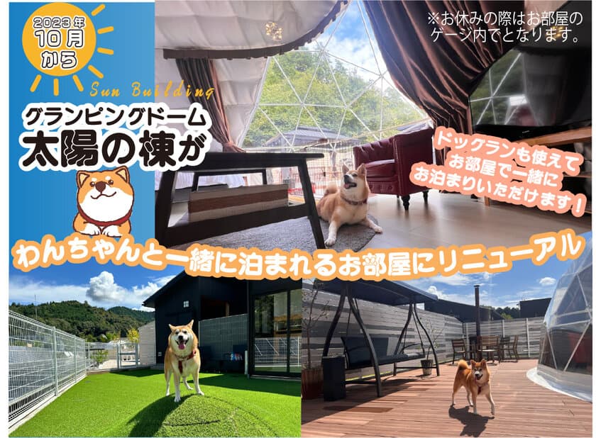 滋賀県のグランピングリゾート「フューチャーリゾート」が
愛犬と一緒に宿泊できるお部屋を10月からオープン