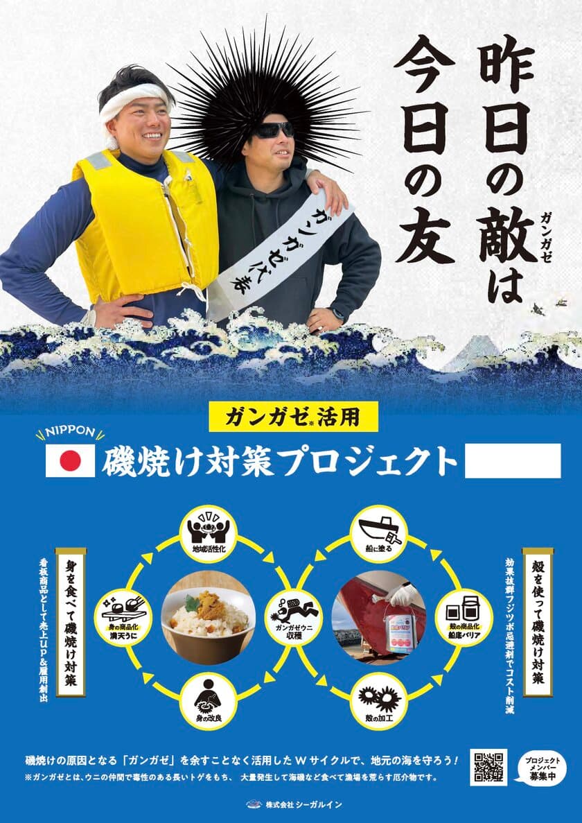 海の厄介者“ガンガゼウニの殻”を有効活用！
フジツボやカキの付着を防ぐ天然素材の船底忌避剤
「船底バリア」を10月1日よりリニューアル販売