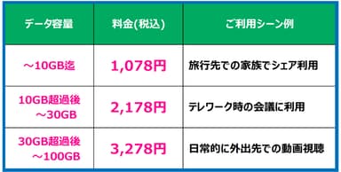 Wi-Fi国内月額料金表