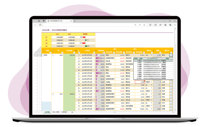 JavaScriptスプレッドシートライブラリの新版を11/14リリース　
パスワード設定やデザイナのテーマなどExcel互換機能を強化