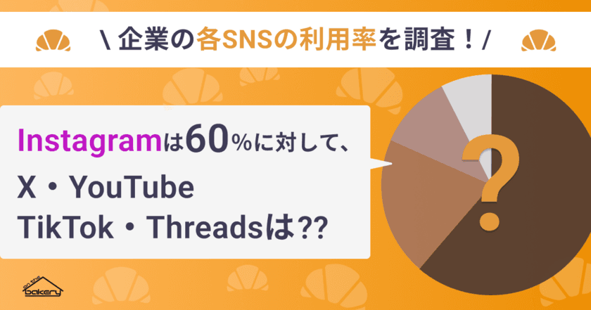 企業の各SNS利用率に関する調査結果を発表　
Instagramは60％以上の企業が運用、
X・YouTube・TikTok・Threadsの利用状況も公開