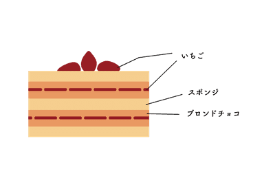 ブロンドチョコレートのショートケーキ断面