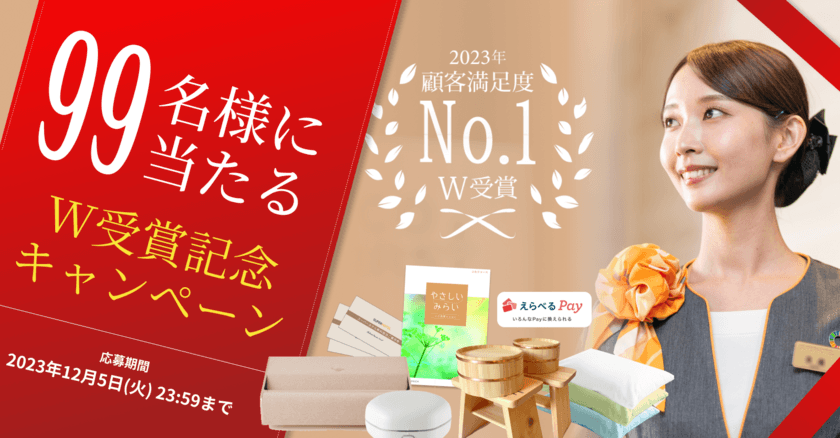 スーパーホテルが顧客満足度9年連続No.1とダブル受賞を記念した 
キャンペーンを開催　公式X(旧 Twitter)アカウントにて 
99名様に豪華賞品をプレゼント！