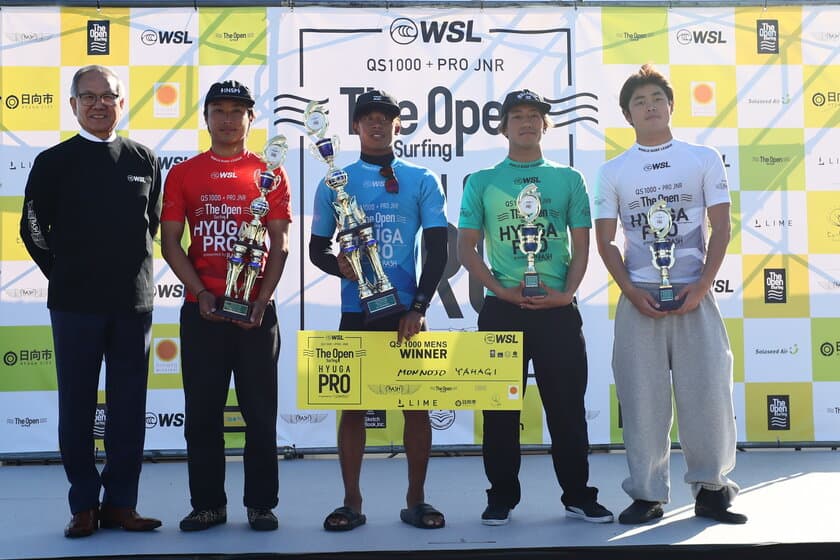 宮崎県日向市で行われたWSL公認大会
「WSL QS1,000 The Open Surfing　HYUGA PRO 
presented by RASH」最終日　
男子は矢作紋乃丞、女子は川瀬心那がともにQS初優勝