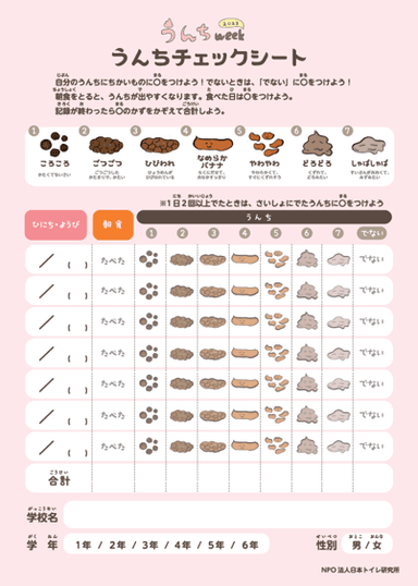 排便記録に用いたうんちチェックシート