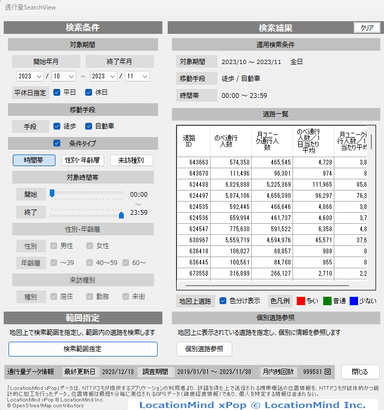 通行量分析設定画面