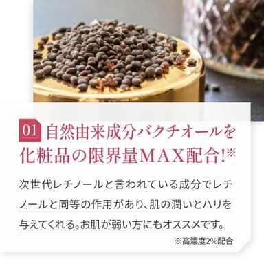 バクチオールを化粧品の限界量MAX配合！