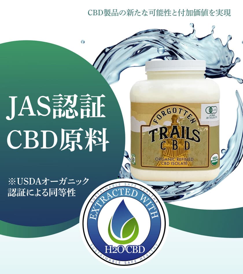 ＜世界初の特許技術＞ CBD原料ブランドMIGOTO CBDが
H2O CBDアイソレートのUSDAオーガニック認証から
有機JASへの格付け移行に成功し、日本国内での販売を開始