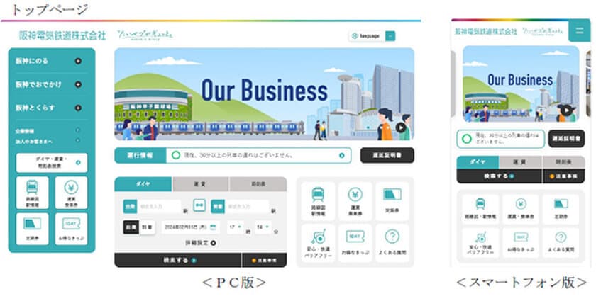 当社のWEBサイトが生まれ変わります！
～二つのサイト（鉄道情報と企業情報）を
統合して全面リニューアル～