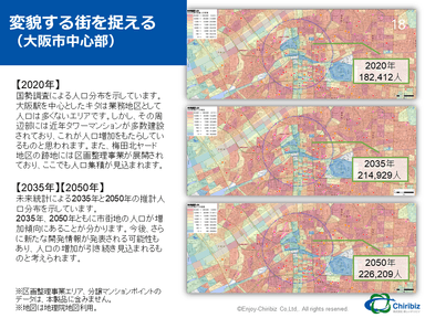 大阪都心部の将来人口推計マップ