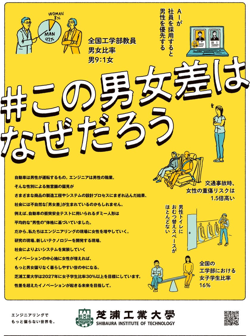 芝浦工業大学、「国際女性デー」にエンジニアリングにおける
ダイバーシティの大切さを伝える広告出稿　
3月8日(金)朝日新聞 読売新聞朝刊に掲載