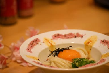 「釜玉うどん」食辣油