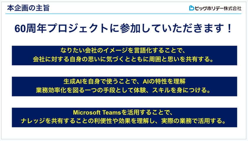 生成AIの力を借りて創業60周年ビッグホリデー記念
ロゴマークデザイン案社内公募により決定のお知らせ