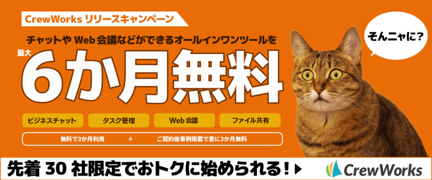 最大6か月無料！ビジネスコミュニケーションプラットフォーム
「CrewWorks」リリースキャンペーン開催