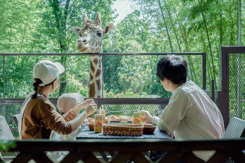 毎年恒例！動物園×グランピングのTHE BAMBOO FOREST　
キリンと朝食がとれるオプション 24年度の営業を開始