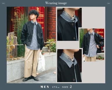 #-34 2way detachable collar gingham check shirt (Black）