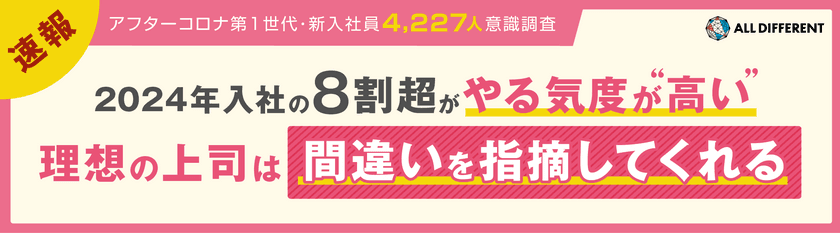 新入社員4,227人を対象に「新入社員意識調査」を実施　
2024年入社の8割超がやる気が“高い”　
理想の上司は間違いを指摘してくれる