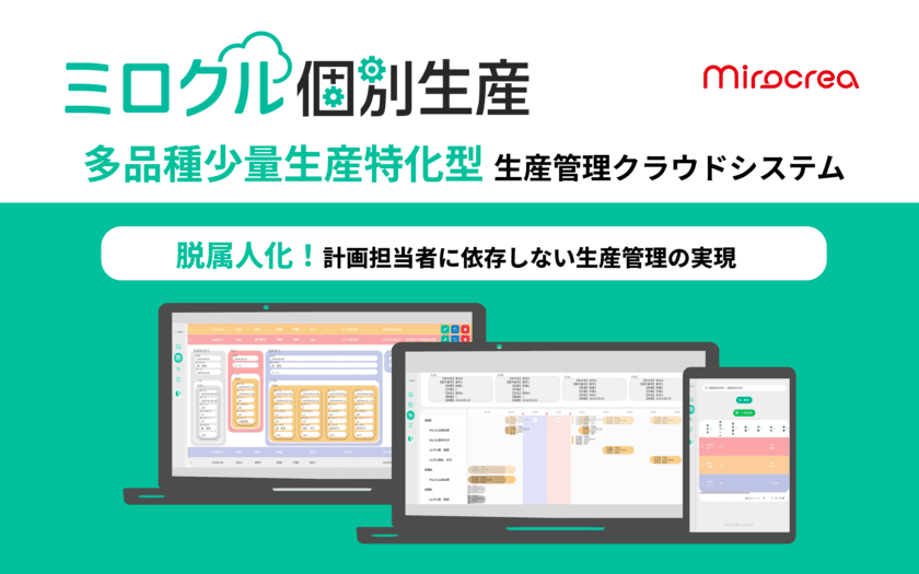 中小企業向け 多品種少量生産管理クラウドサービス
「ミロクル個別生産」5月16日提供開始　
～脱属人化！計画担当者に依存しない生産管理の実現～