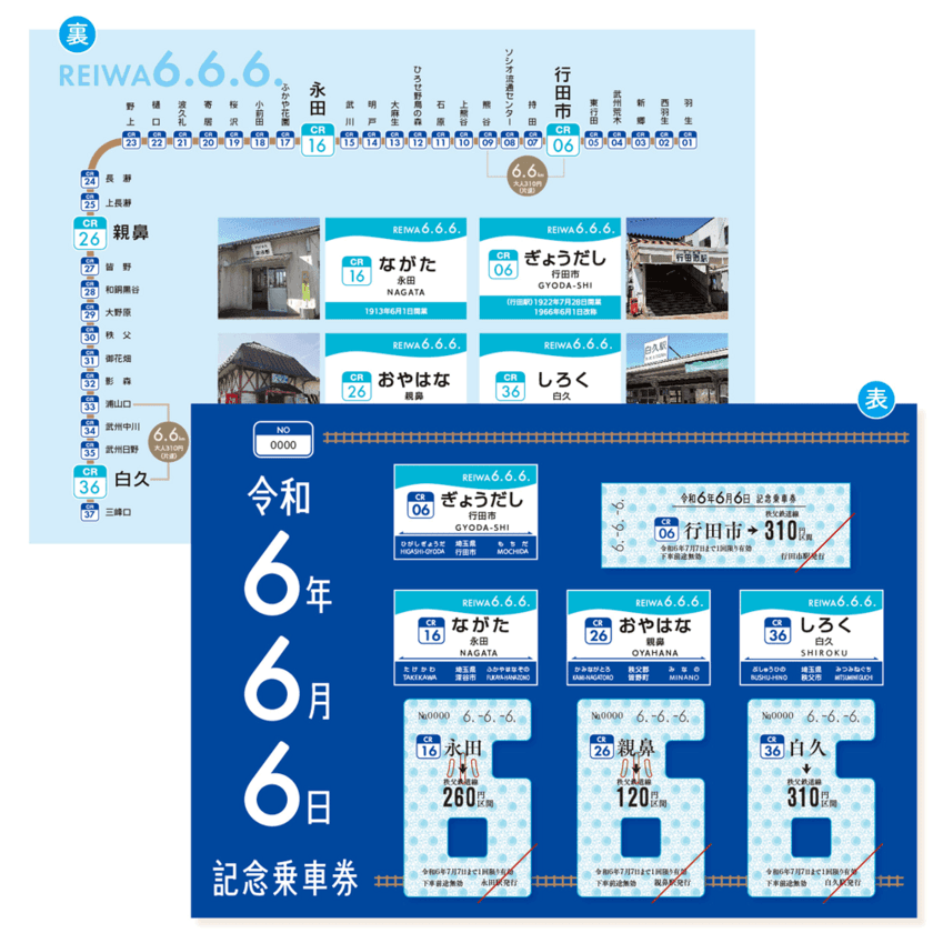 秩父鉄道　年に一度のゾロ目企画　
“6”が揃うことを記念し「令和6年6月6日記念乗車券」を販売！