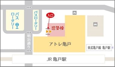 アトレ亀戸平面図(延床面積 約33&#44;100m2 → 増床後 約36&#44;000m2)