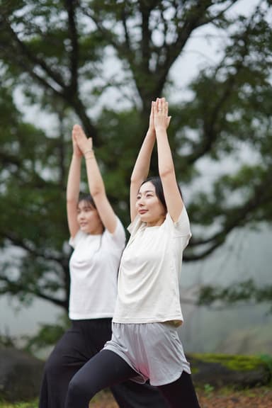 毎朝8:30から行う朝ヨガが好評