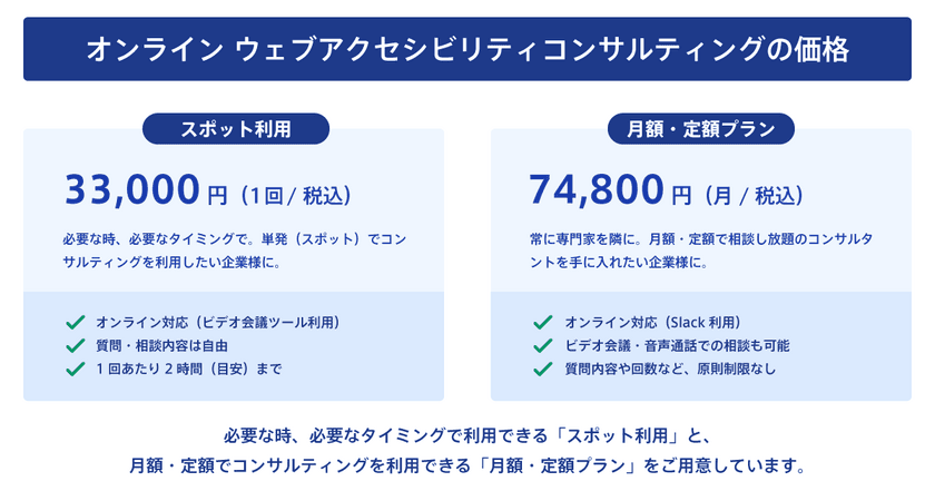 ウェブアクセシビリティに関することをいつでも気軽に相談できる、
低価格なオンラインコンサルティングサービスが提供開始