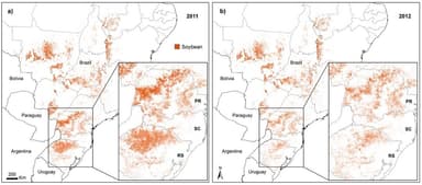 図3：リモートセンシングによるブラジルの大豆収穫予測