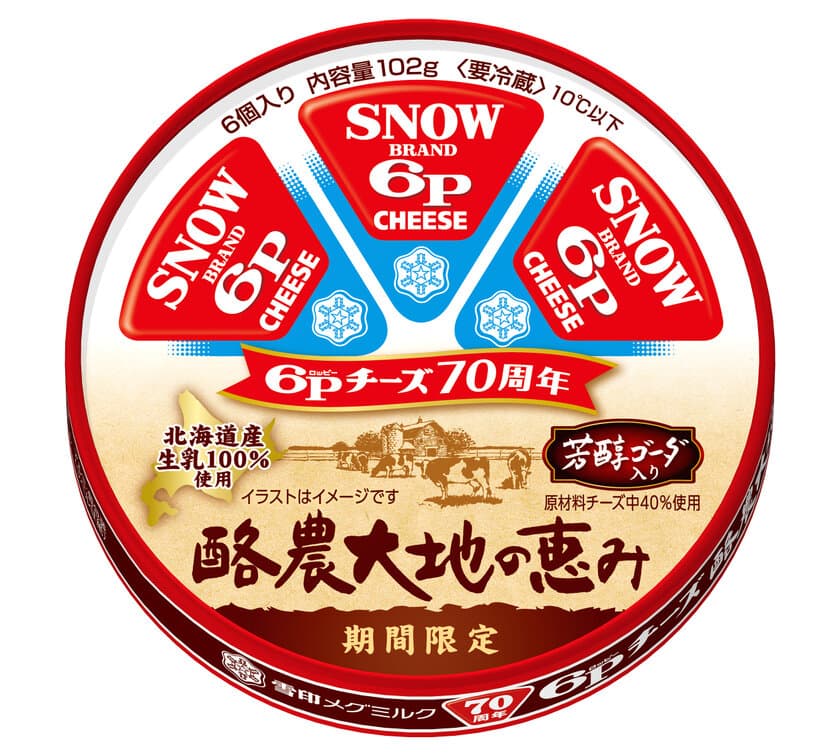 国内売上No.1「６Ｐチーズ」発売70周年の感謝を込めて
北海道産生乳100%使用『６Ｐ(ロッピー)チーズ 酪農大地の恵み』
2024年9月1日（日）より全国にて期間限定発売

