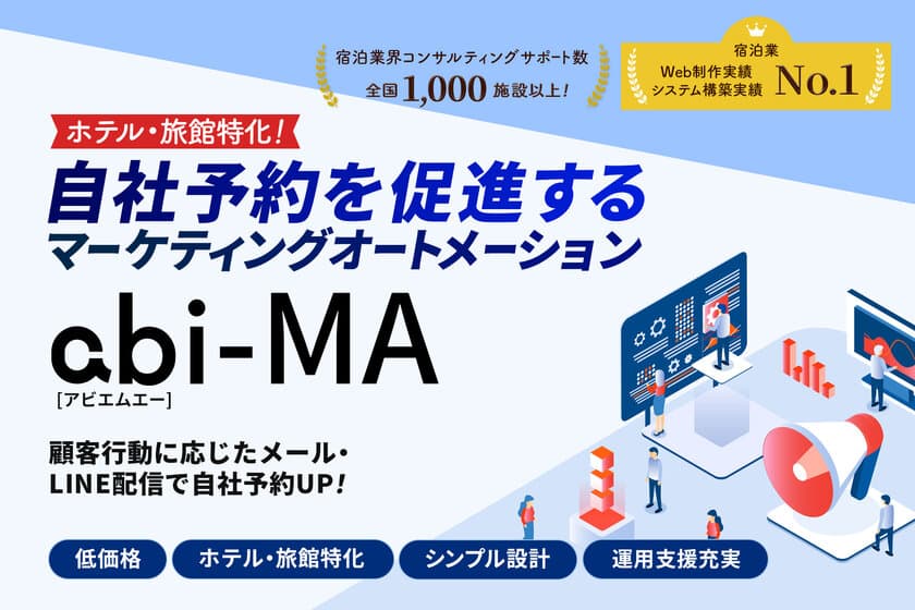 宿泊施設特化型！リピーター＆自社予約を促進する
マーケティングオートメーション
「abi-MA(アビエムエー)」をリリース！