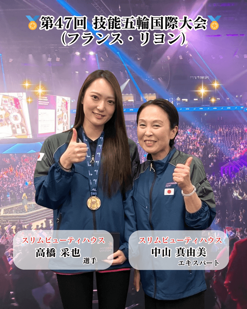 第47回 技能五輪国際大会「ビューティーセラピー部門」にて、
スリムビューティハウス所属 高橋采也選手が敢闘賞受賞！