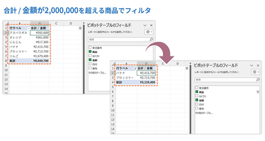 ピボットテーブルのフィルタ機能を強化