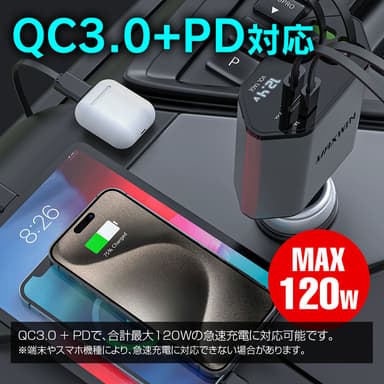 QC3.0＋PD　合計最大120Ｗ