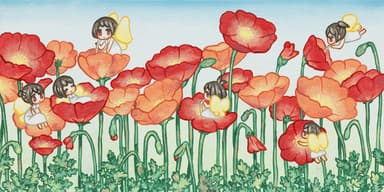 《何かがいる-ポピー-》(英題“There is something ‘Poppy’”) 2024年　アクリル、キャンバス　20×40cm