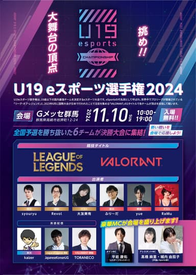 U19eスポーツ選手権2024フライヤー 表