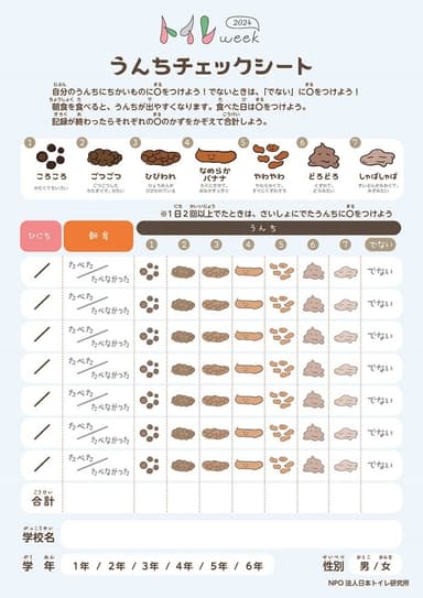 排便記録に使用するチェックシート