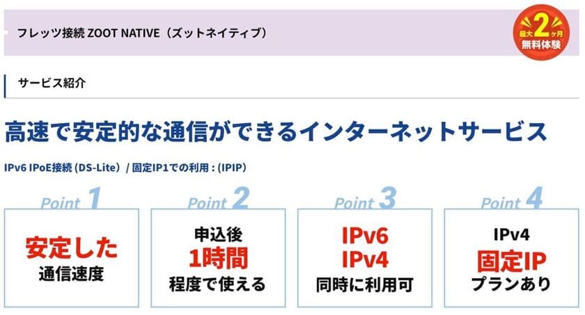 NTT東日本・西日本提供のホームゲートウェイに対応した
「ZOOT NATIVE ホームゲートウェイオプション」提供開始