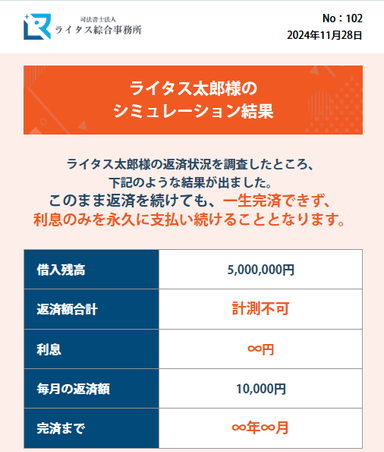 シミュレーション結果画面(1)