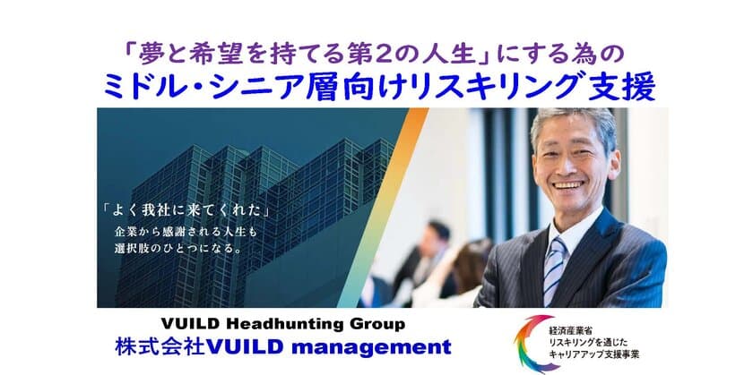 大企業の早期退職シニア層の「人材流動」で
中小企業の経営強化を！！
経産省の「リスキリングを通じたキャリアアップ支援事業」を
活用したシニア層再就職支援