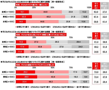 子どもが大人になったときのクルマ選び・ドライブに関する意識