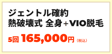 ジェントルシリーズ確約 熱破壊式医療脱毛 全身＋VIO 5回コース