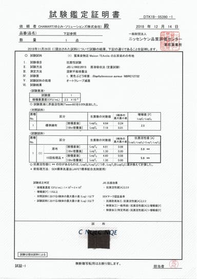 緑茶染め繊維の抗菌効果