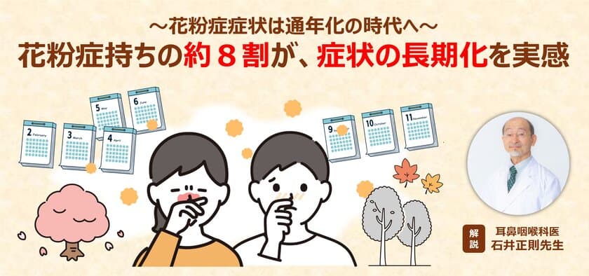 【花粉症症状は通年化の時代へ】
花粉症持ちの約8割が、症状の長期化を実感　
江戸時代ごろの「にごり酢」に含まれる「酢酸菌」が、
鼻づまり症状緩和の新常識に