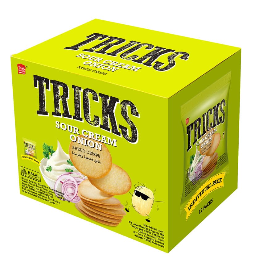 ノンフライポテトチップス「TRICKS(トリックス)」
新味「サワークリームオニオン味」が3月新発売！