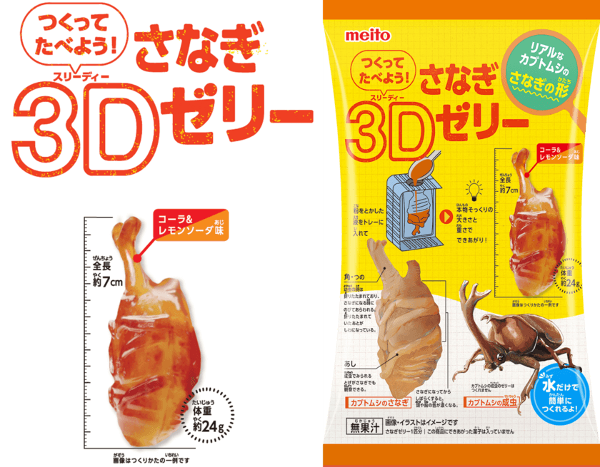 カブトムシのさなぎをリアルに再現！
「つくってたべよう！さなぎ3Dゼリー」
2025年3月3日(月)新発売！