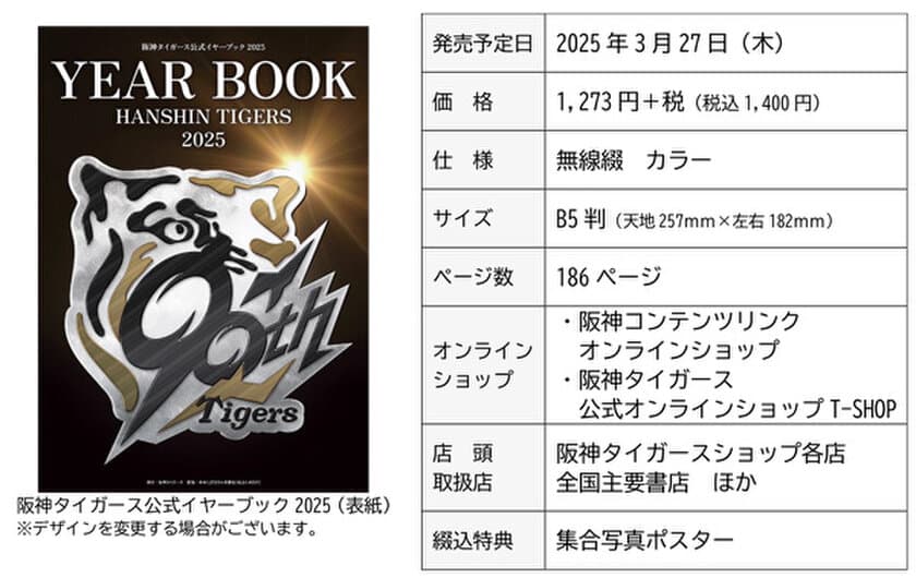 「阪神タイガース 公式イヤーブック2025」
3月7日（金）から通信販売予約の受付開始！！
2025シーズン開幕のお供に！通販特典あり！