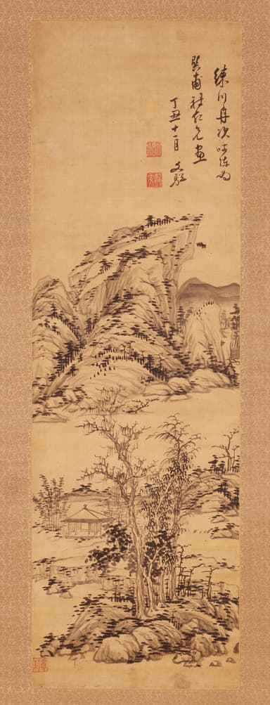 渓亭山色図　楊文そう筆　明・1637年　絖本墨画　京都国立博物館蔵(※貸与予定作品)