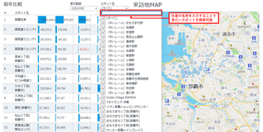 スポット名検索フィルタ