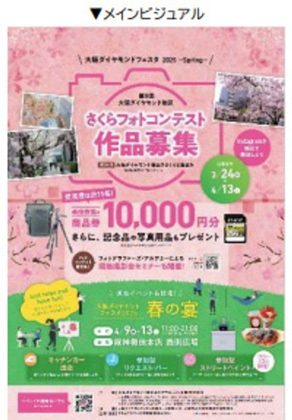 「大阪ダイヤモンドフェスタ2025 ～Spring～」を
3月24日（月）～4月13日（日）に開催します
～「第9回 大阪ダイヤモンド地区
さくらフォトコンテスト」
や 現地イベント「春の宴」を開催～