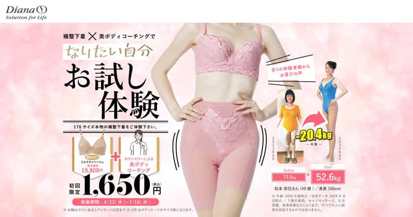 冬太りしてしまった方必見!
プロポーションづくりのダイアナが夏までに
ダイエットをサポート