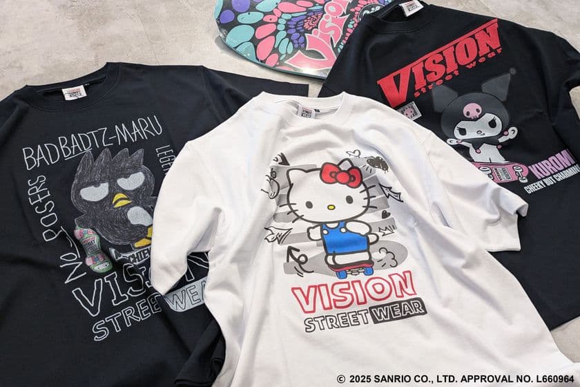 ハローキティ、クロミ、バッドばつ丸とストリートブランド
「VISION STREET WEAR」のコラボTシャツが登場!
Ha-Li-C STOREで5月21日(水)販売開始